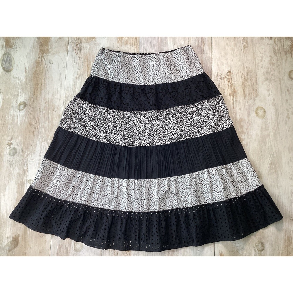 Elementz Maxi Skirt Black And White‎ Floral Boho Women's Large